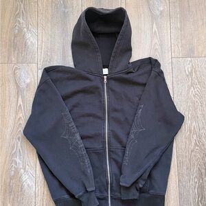 Hollister Black Zip-Up Jacket with Web Design